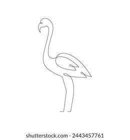 Continuous one-line drawing of flamingo bird  simple line art vector design