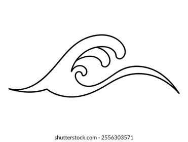 Continuous One-Line Drawing of a Flowing Ocean Wave - Minimalist Nature Art