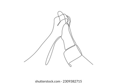 Continuous one-line drawing friends holding hands. Friendship Day concept. Single line drawing design graphic vector illustration