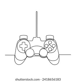 Continuous one-line drawing of the game controller and single-line art of the joystick controller outline vector illustration