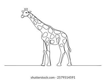 Continuous One-Line Drawing of a Giraffe - Minimalist Wildlife Art