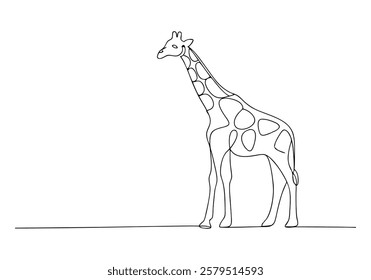 Continuous One-Line Drawing of a Giraffe - Minimalist Wildlife Art