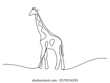 Continuous One-Line Drawing of a Giraffe - Minimalist Wildlife Art