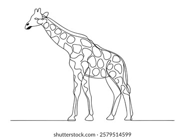 Continuous One-Line Drawing of a Giraffe - Minimalist Wildlife Art