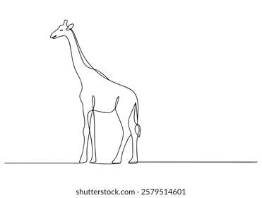 Continuous One-Line Drawing of a Giraffe - Minimalist Wildlife Art