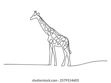 Continuous One-Line Drawing of a Giraffe - Minimalist Wildlife Art