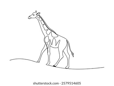 Continuous One-Line Drawing of a Giraffe - Minimalist Wildlife Art