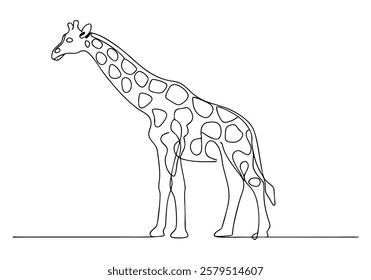 Continuous One-Line Drawing of a Giraffe - Minimalist Wildlife Art