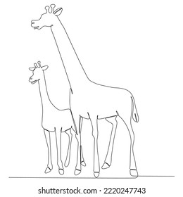 
Continuous one-line drawing. Giraffe walking symbol. Logo of the giraffe. Vector illustrations