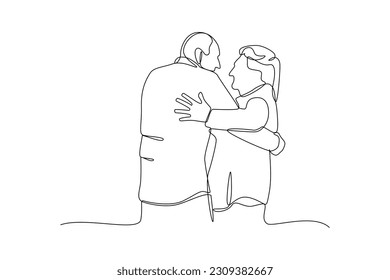 Continuous one-line drawing grandparents dancing. Grandparent day concept. Single line drawing design graphic vector illustration