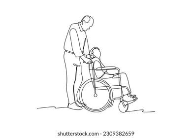 Continuous one-line drawing grandparents day celebration. Grandparent day concept. Single line drawing design graphic vector illustration