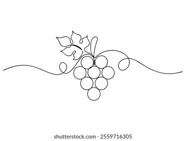 Continuous One-Line Drawing of Grapes - Minimalist Fruit Art