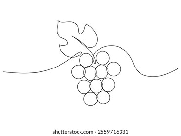 Continuous One-Line Drawing of Grapes - Minimalist Fruit Art