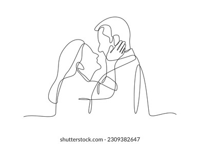 Continuous one-line drawing happy grandparents hugging. Grandparent day concept. Single line drawing design graphic vector illustration