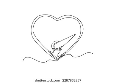 Alteración de la presión arterial en el corazón por una línea continua. Concepto del día mundial de la hipertensión diseño de líneas simples ilustración vectorial 