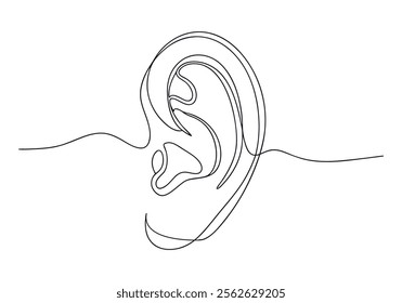 Continuous One-Line Drawing of a Human Ear - Minimalist Anatomical Art