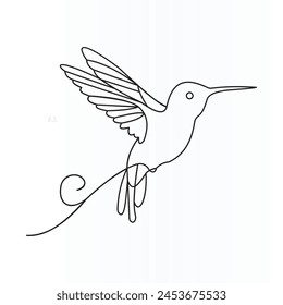 Dibujo continuo de una línea del colibrí Colibri. Pájaro cantor. Abstractas pájaro Pequeño volador