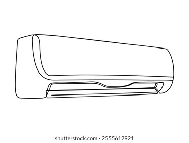 Continuous One-Line Drawing of an Indoor Air Conditioner - Minimalist Appliance Design