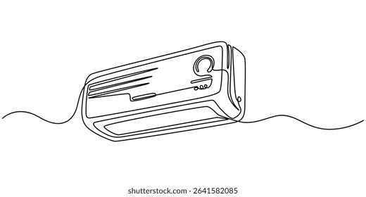 Continuous One-Line Drawing of an Indoor Air Conditioner - Minimalist Appliance Design, Continuous one line drawing of indoor Air Conditioner. Air conditioner single line art vector illustration.