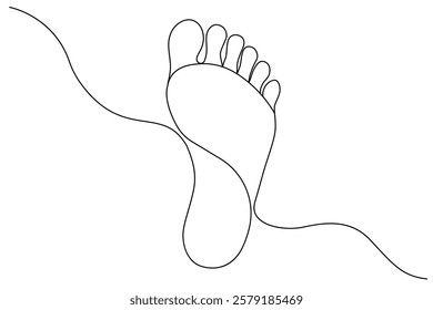 Continuous one-line drawing of isolated outline vector illustration art for the foot sole