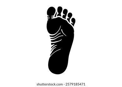 Continuous one-line drawing of isolated outline vector illustration art for the foot sole