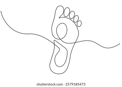 Continuous one-line drawing of isolated outline vector illustration art for the foot sole