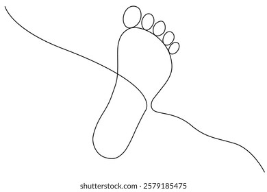 Continuous one-line drawing of isolated outline vector illustration art for the foot sole