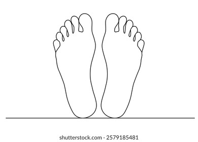 Continuous one-line drawing of isolated outline vector illustration art for the foot sole