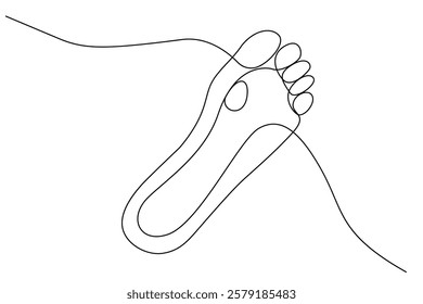 Continuous one-line drawing of isolated outline vector illustration art for the foot sole