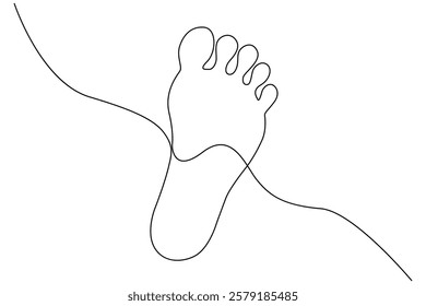 Continuous one-line drawing of isolated outline vector illustration art for the foot sole