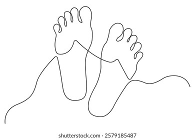 Continuous one-line drawing of isolated outline vector illustration art for the foot sole