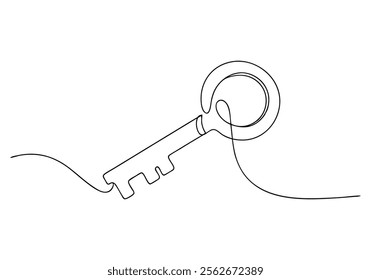 Continuous One-Line Drawing of a Key - Minimalist Security Art