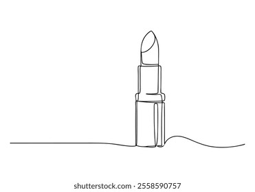 Continuous One-Line Drawing of a Lipstick - Minimalist Beauty Art