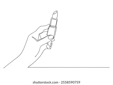 Continuous One-Line Drawing of a Lipstick - Minimalist Beauty Art