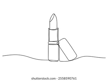 Continuous One-Line Drawing of a Lipstick - Minimalist Beauty Art