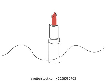 Continuous One-Line Drawing of a Lipstick - Minimalist Beauty Art