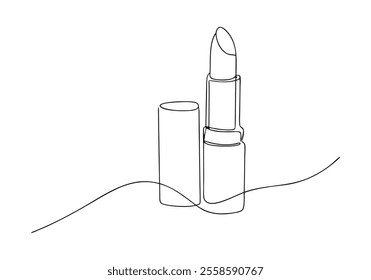 Continuous One-Line Drawing of a Lipstick - Minimalist Beauty Art