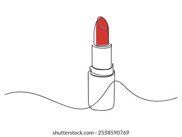 Continuous One-Line Drawing of a Lipstick - Minimalist Beauty Art