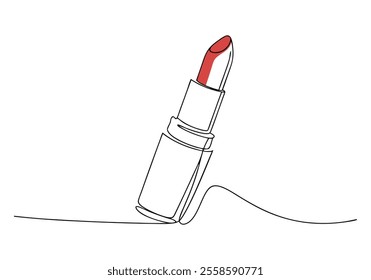 Continuous One-Line Drawing of a Lipstick - Minimalist Beauty Art