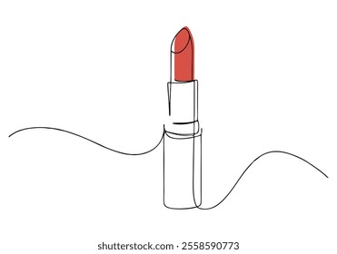 Continuous One-Line Drawing of a Lipstick - Minimalist Beauty Art