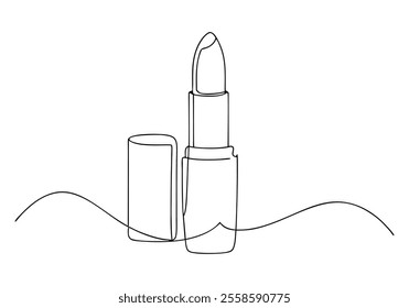 Continuous One-Line Drawing of a Lipstick - Minimalist Beauty Art