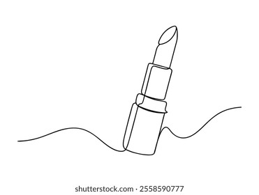 Continuous One-Line Drawing of a Lipstick - Minimalist Beauty Art