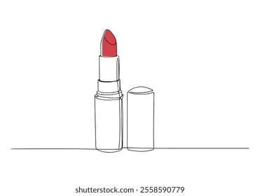 Continuous One-Line Drawing of a Lipstick - Minimalist Beauty Art