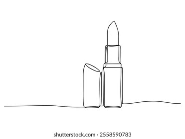 Continuous One-Line Drawing of a Lipstick - Minimalist Beauty Art