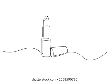 Continuous One-Line Drawing of a Lipstick - Minimalist Beauty Art