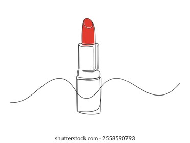 Continuous One-Line Drawing of a Lipstick - Minimalist Beauty Art