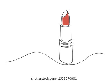 Continuous One-Line Drawing of a Lipstick - Minimalist Beauty Art