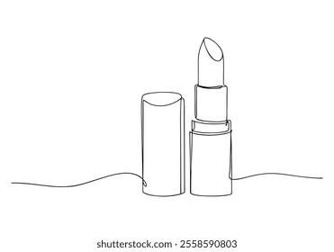 Continuous One-Line Drawing of a Lipstick - Minimalist Beauty Art