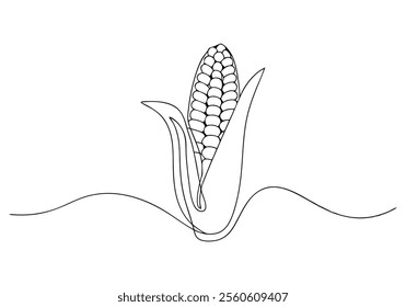 Continuous One-Line Drawing of a Maize Ear - Minimalist Agricultural Art