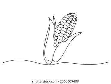 Continuous One-Line Drawing of a Maize Ear - Minimalist Agricultural Art